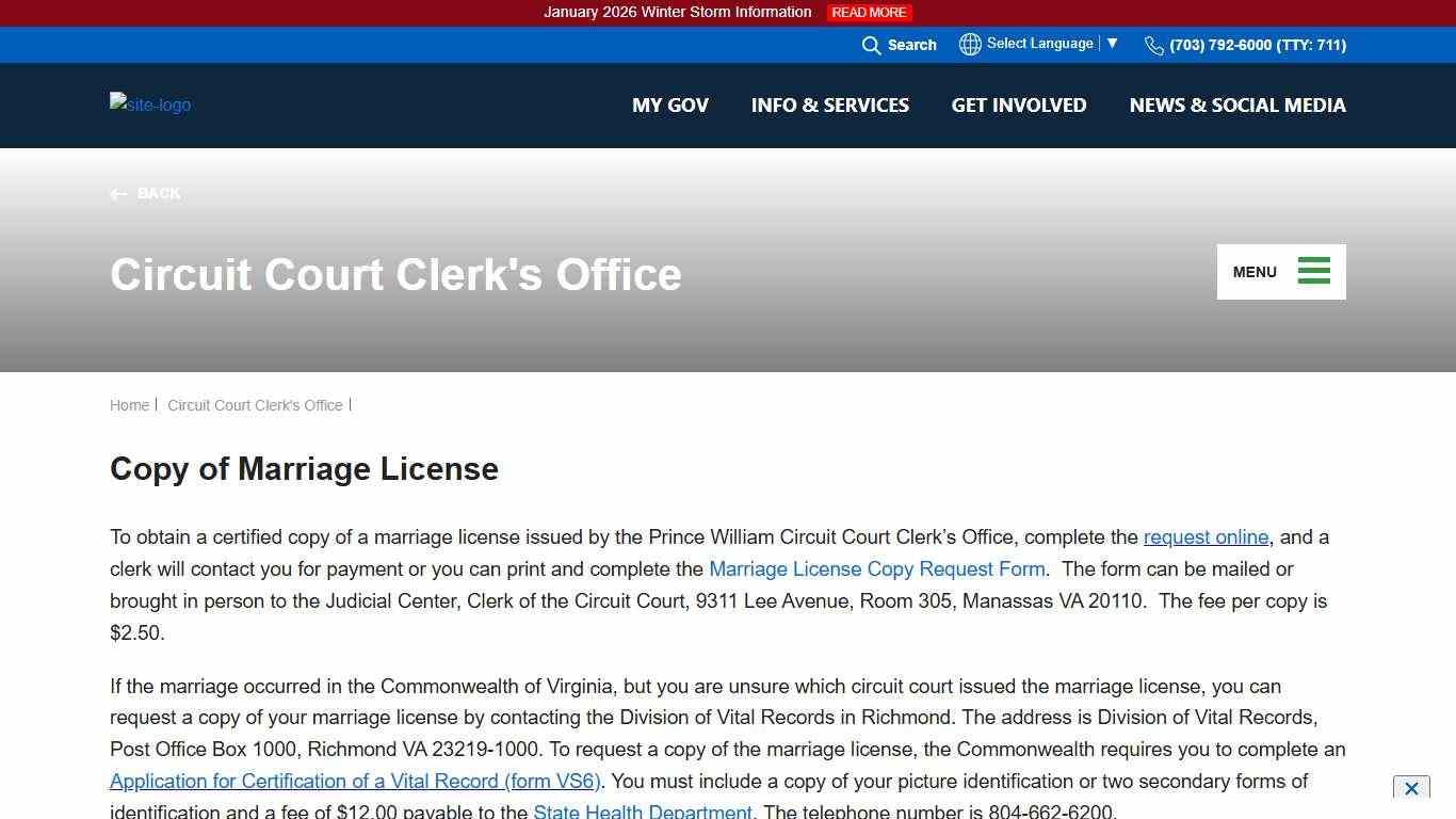 Copy of Marriage License