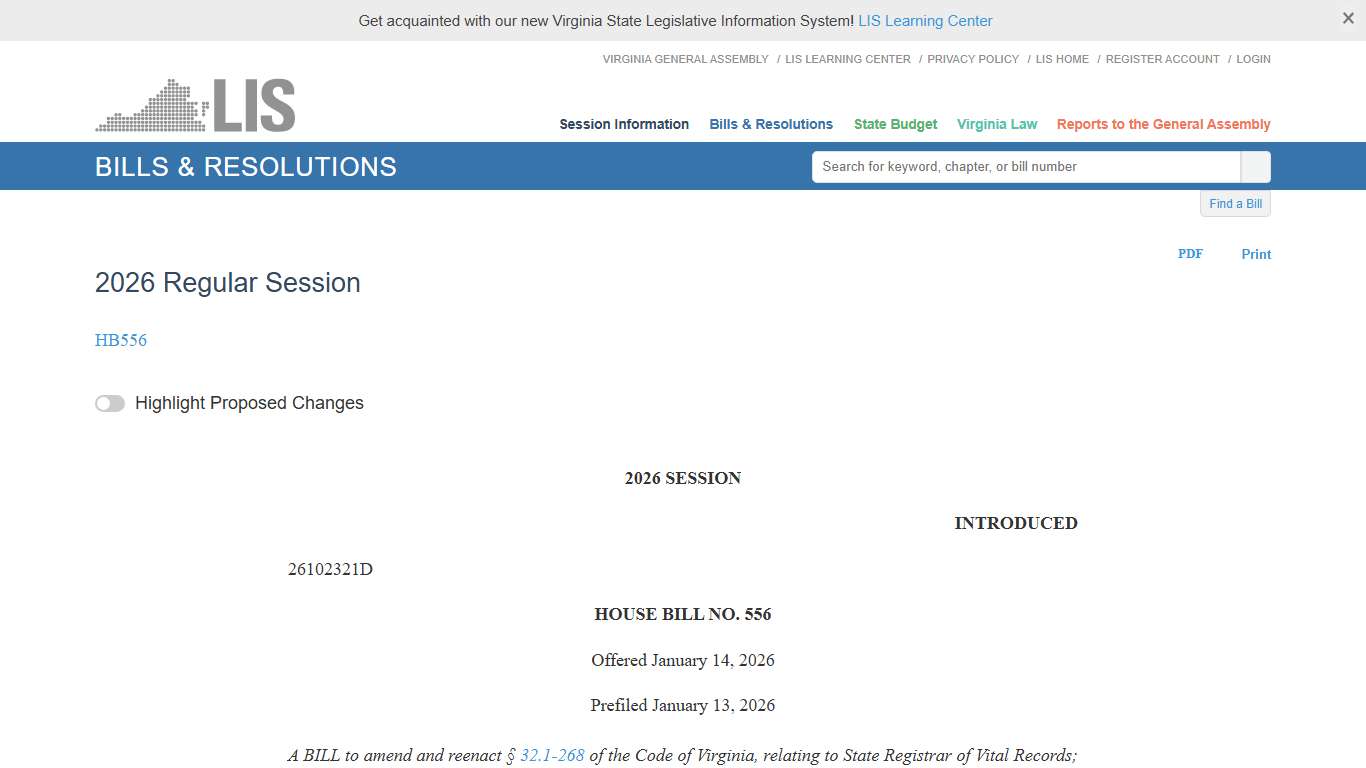 HB556 - 2026 Regular Session LIS